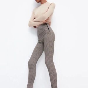 Zara Women's Houndstooth Stretch Ankle Pants